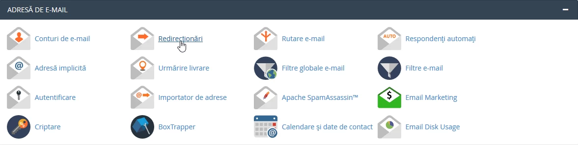 Redirectionare e-mail cPanel