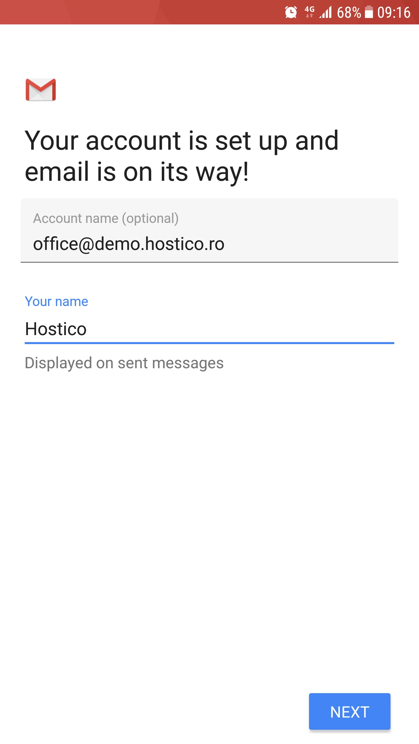 Your account it set e-mail