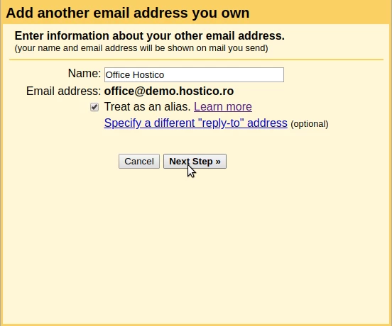 Adaugare adresa de mail