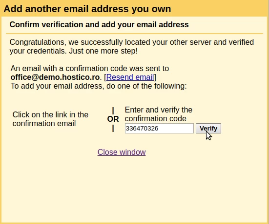 Cod de verificare mail