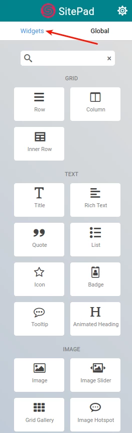 Meniul Widgets